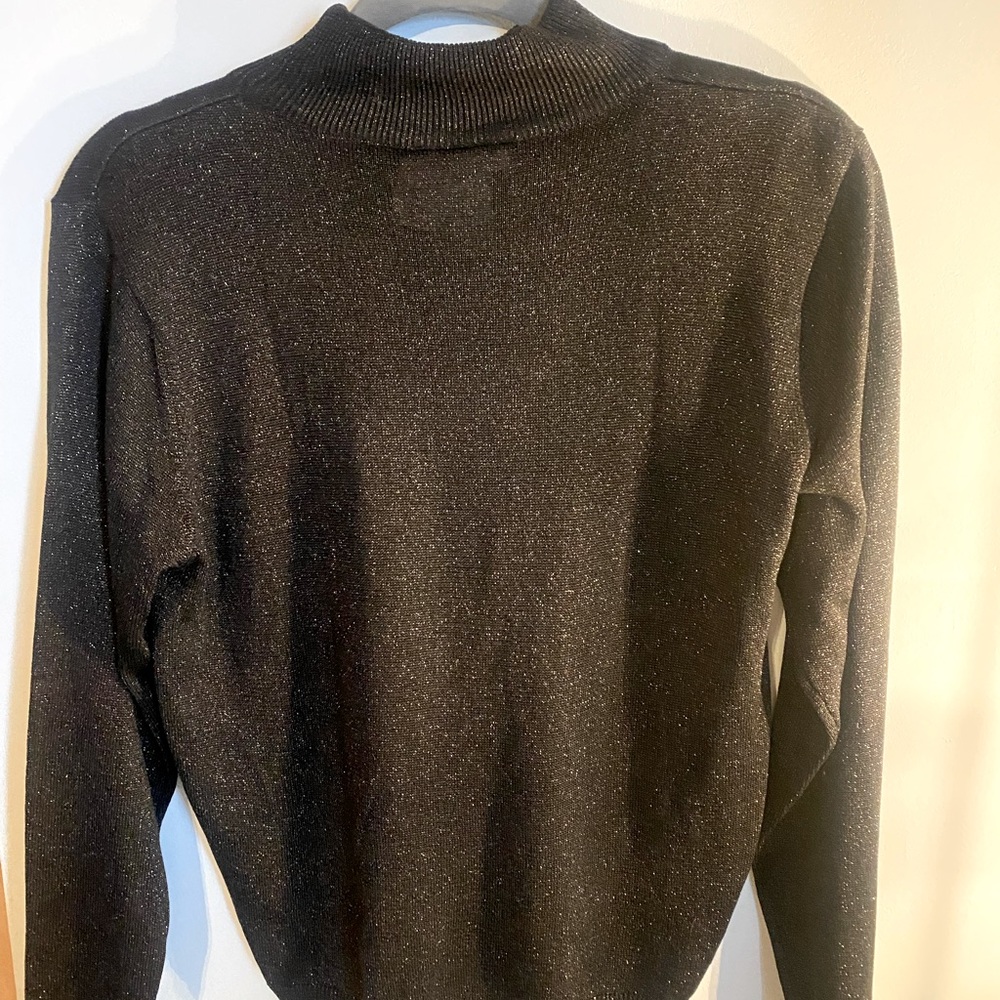 Talbots black shimmer turtleneck sweater size small nwt